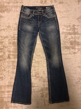 real vintage 2000s low rise bootcut silver jeans